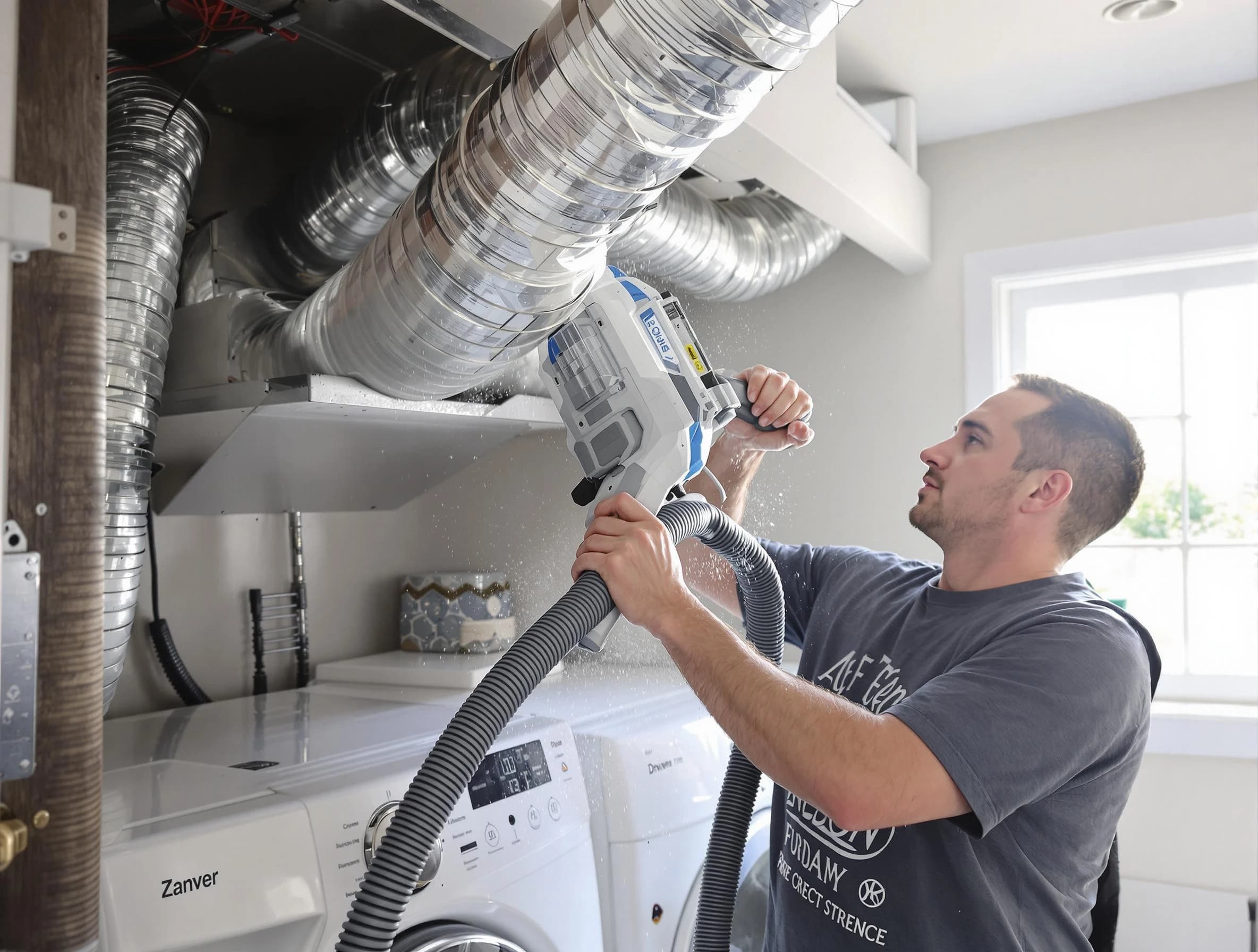 Odenville Dryer Vent Cleaning specialist cleaning deep within a dryer vent duct system in Odenville